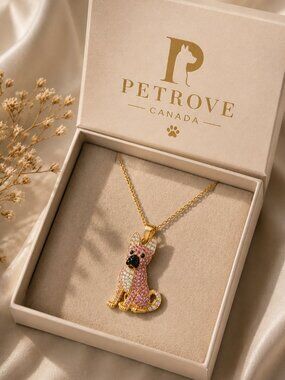 PETROVE Belgian Malinois Crystal Necklace – Gold Dog Lover Jewelry Gift